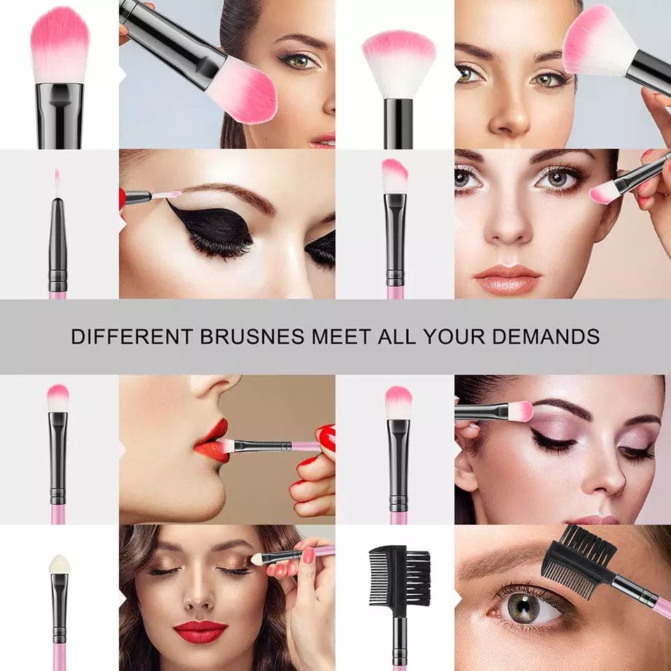 Set Of 24 Makeup Brush Set, Professional Beauty Makeup Brush Sets, Wooden Handle Makeup Brushes, Eye Blending Makeup Brushes with Bag Set Of 24 Makeup Brush Set, Professional Beauty Makeup Brush Sets, Wooden Handle Makeup Brushes, Eye Blending Makeup Brushes with Bag